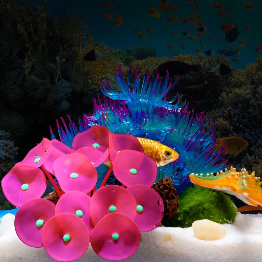 [Elegan] Sea Anemone Lifelike2023Lucu Untuk Fish Tank Decor Silicone Luminous Fake Anemone