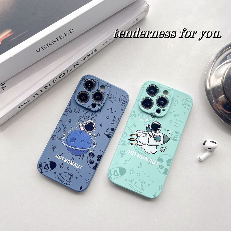 IPHONE Sisi Motif Kapal Astronot Soft Case iP Iphone7 8 14+Plus SE 2020 X XR XS Max11 12 13 Pro Max FTD Casing Apple