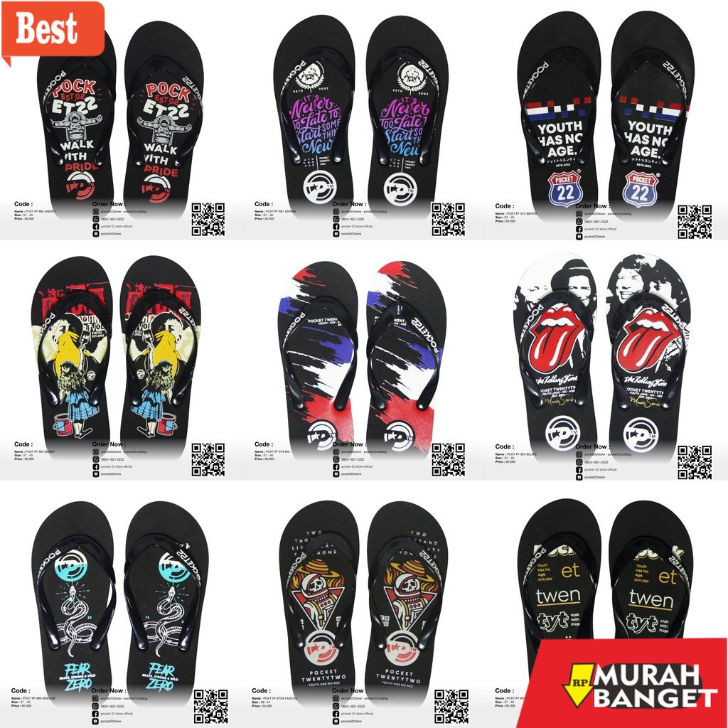 Cocok buat lebaran- SANDAL JEPIT MOTIF PRIA / WANITA ( POCKET 22 RANDOM TYPE )