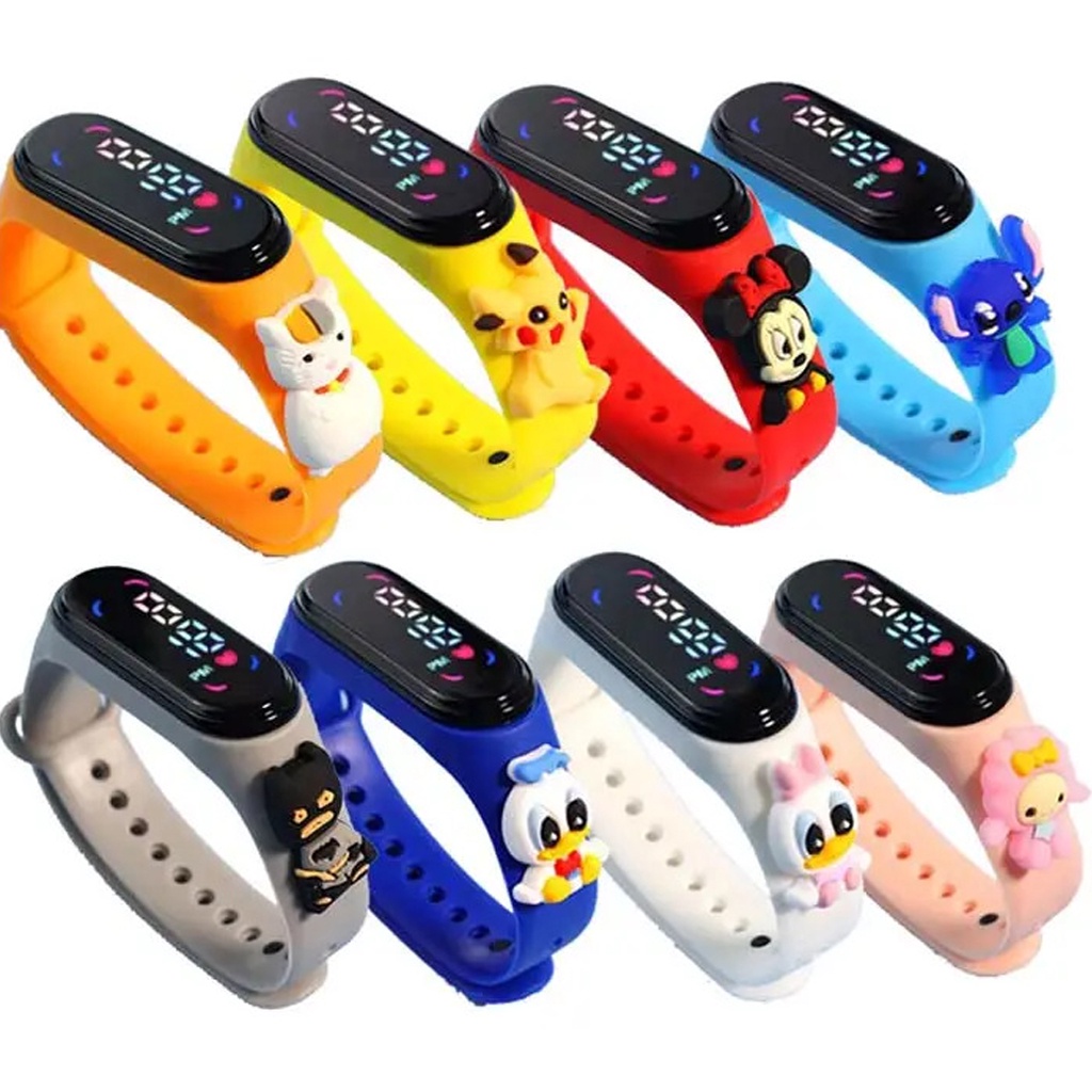 MurmerOfficial Jam Tangan Digital Elektronik Tahan Air Led Rubber Motif Karakter Anak Laki-laki Perempuan Pria Wanita Couple Dewasa Semua Umur Gelang JT057