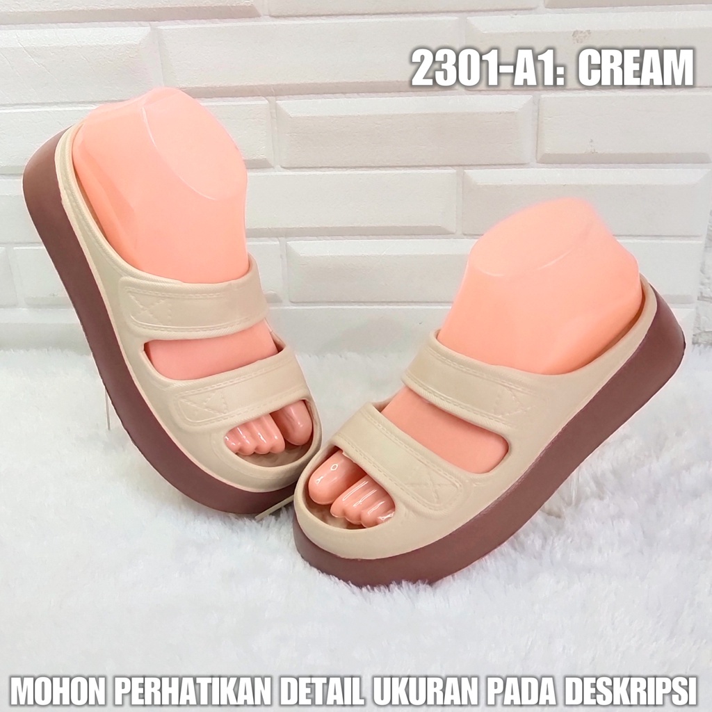 Sendal bakpao VIRAL 2301 A1 Sandal Wedges Wanita import SDLWW