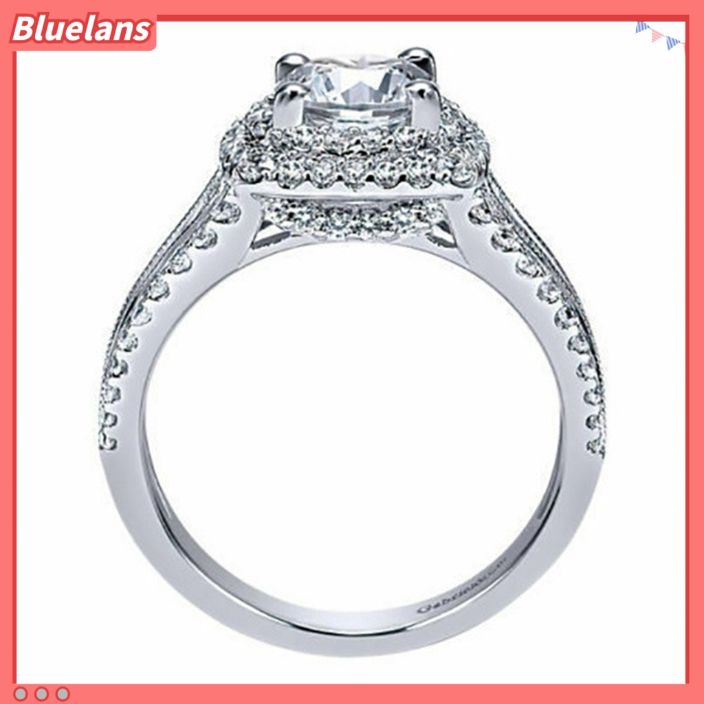 {In Stock} Cincin Wanita Berlian Imitasi Hias Tidak Luntur Ringan Lapisan Ganda Lingkaran Pernikahan Untuk Ulang Tahun