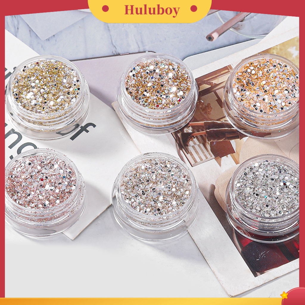 {In Stock} Kuku Glitter Bubuk Rhinestones Sequin DIY Nail Art Ukuran Campur Dekorasi Kuku Manicure Glitter Flake Perlengkapan Kuku