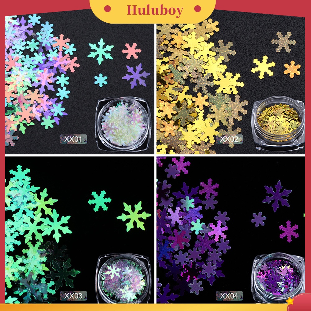 {In Stock} 1kotak Natal Dekorasi 3D Glitter Snowflake Nail Art Sequin Ultra-Tipis Flake