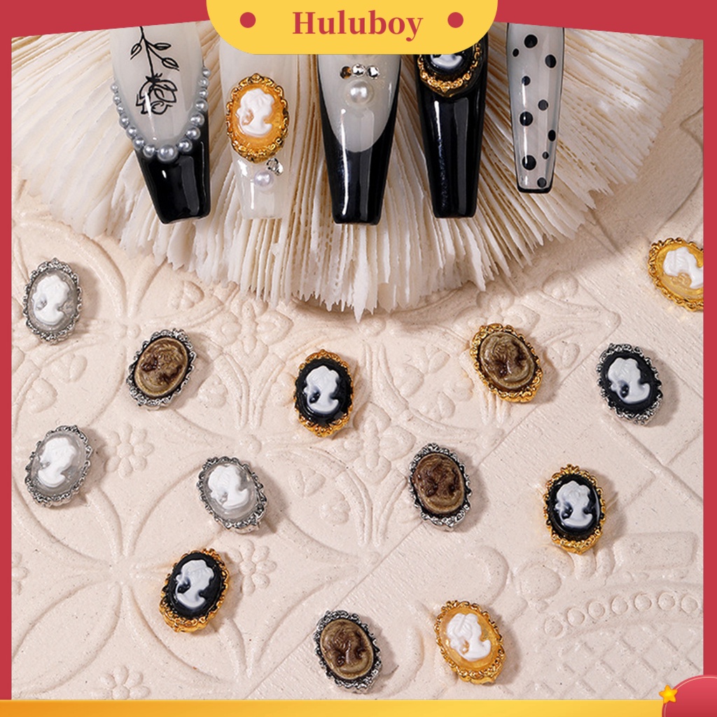 {In Stock} 10Pcs Pesona Kuku Tiga Dimensi Gloss Gaya Baroque DIY Alloy Vintage Kecantikan Kepala Nail Art Ornamen Manicurist Supply