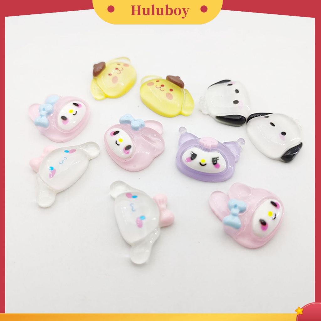 {In Stock} 10Pcs Ornamen Manicure Bentuk Kartun Penampilan Menggemaskan Tahan Luntur Warna Hidup 3D Lovely Anime Karakter Nail Phone Case Decor Untuk Rumah