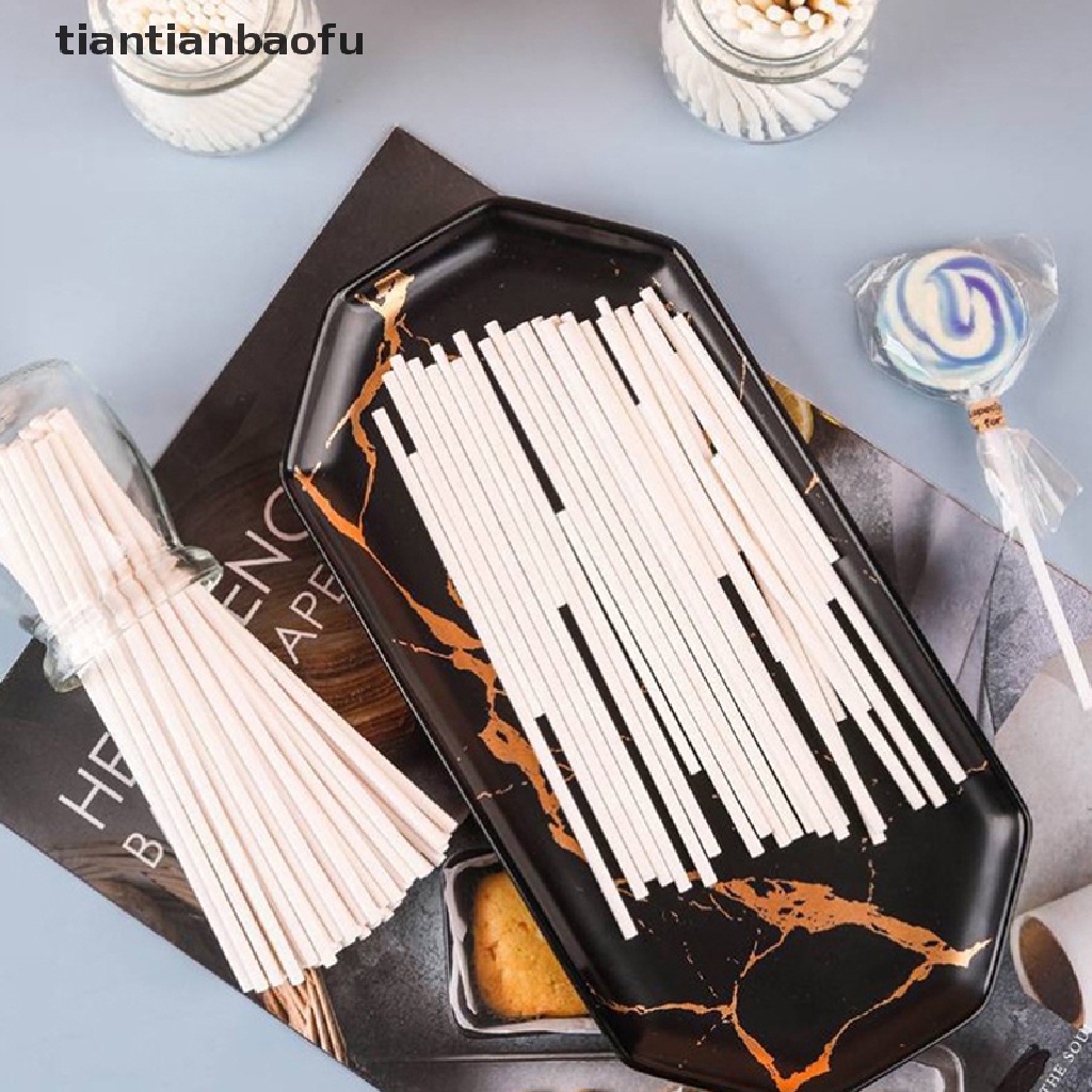 [tiantianbaofu] 100pcs Stik Lolipop Panjang 10cm Untuk Lolipop Stik Gula Coklat Galah Batang Butik