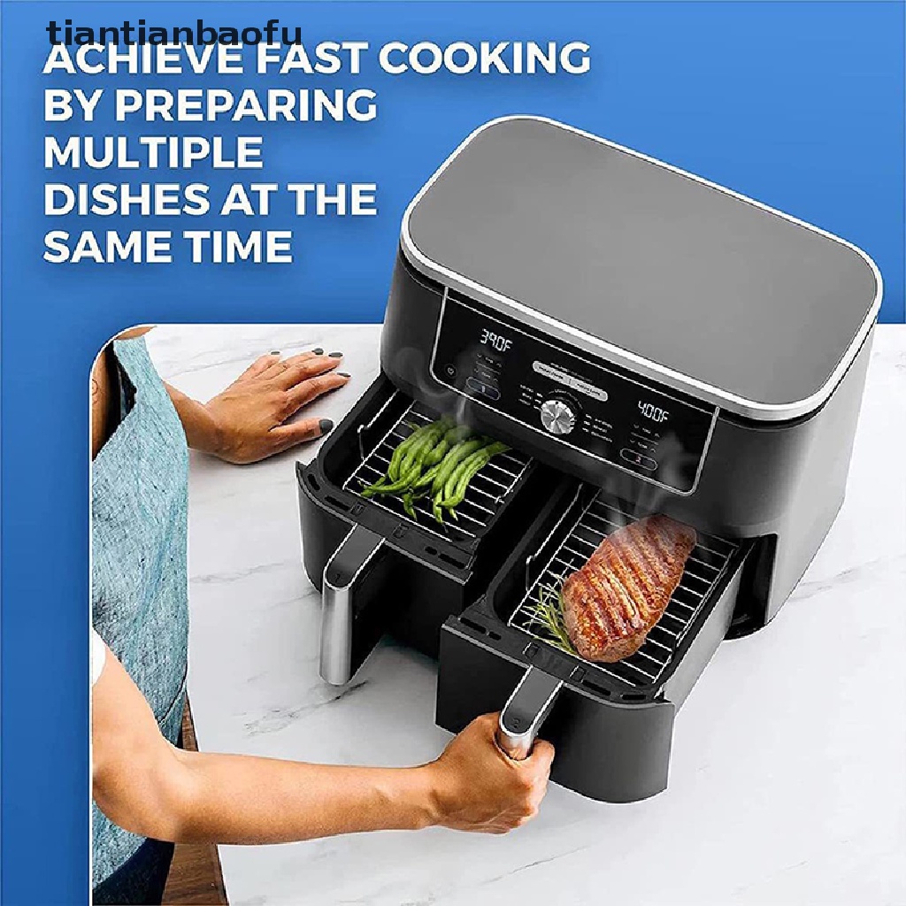 [tiantianbaofu] Air Fryer Rack Double Basket Air Fryers Stainless Steel Grill Holder Air Fryer Aksesoris Rak Masak Rak Roti Bakar Untuk Butik Oven