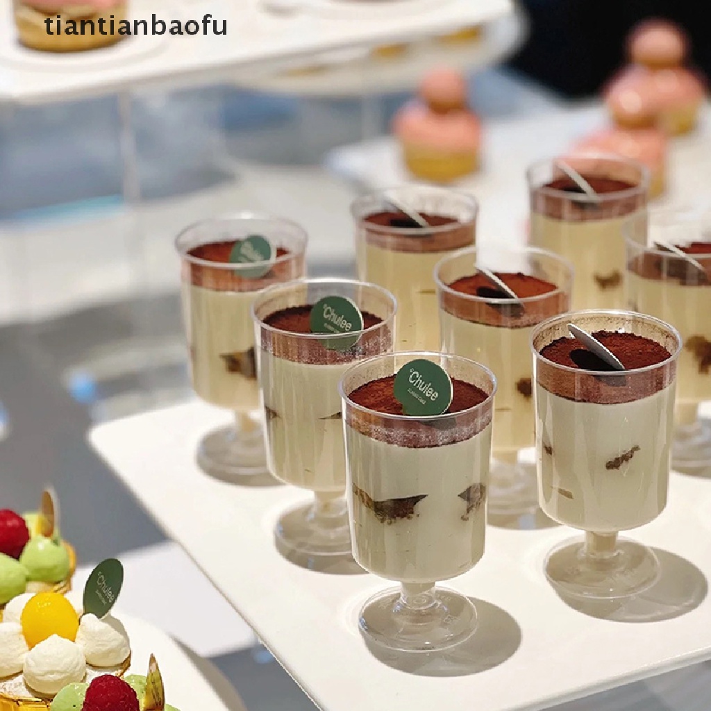 [tiantianbaofu] 10 Pcs Sekali Pakai Mousse Kue Jelly Pesta Dessert Cup Anggur Bening Dessert Cups Butik