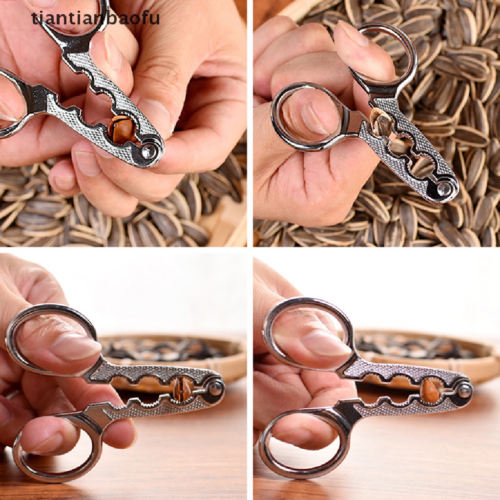 [tiantianbaofu] Stainless Steel Melon Seed Plier Scissor Nut Cracker Walnut Pine Sheller Opener Butik