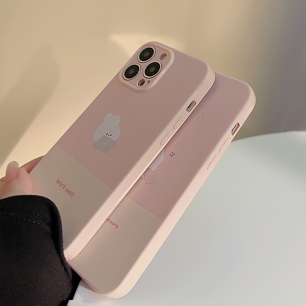 IPHONE Kartun Kelinci Dan Puppy Honey Warna Pink Perlindungan Penuh Honey Pink Phone Case Cover Untuk Iphone11 12 13 14 PLUS PRO MAX