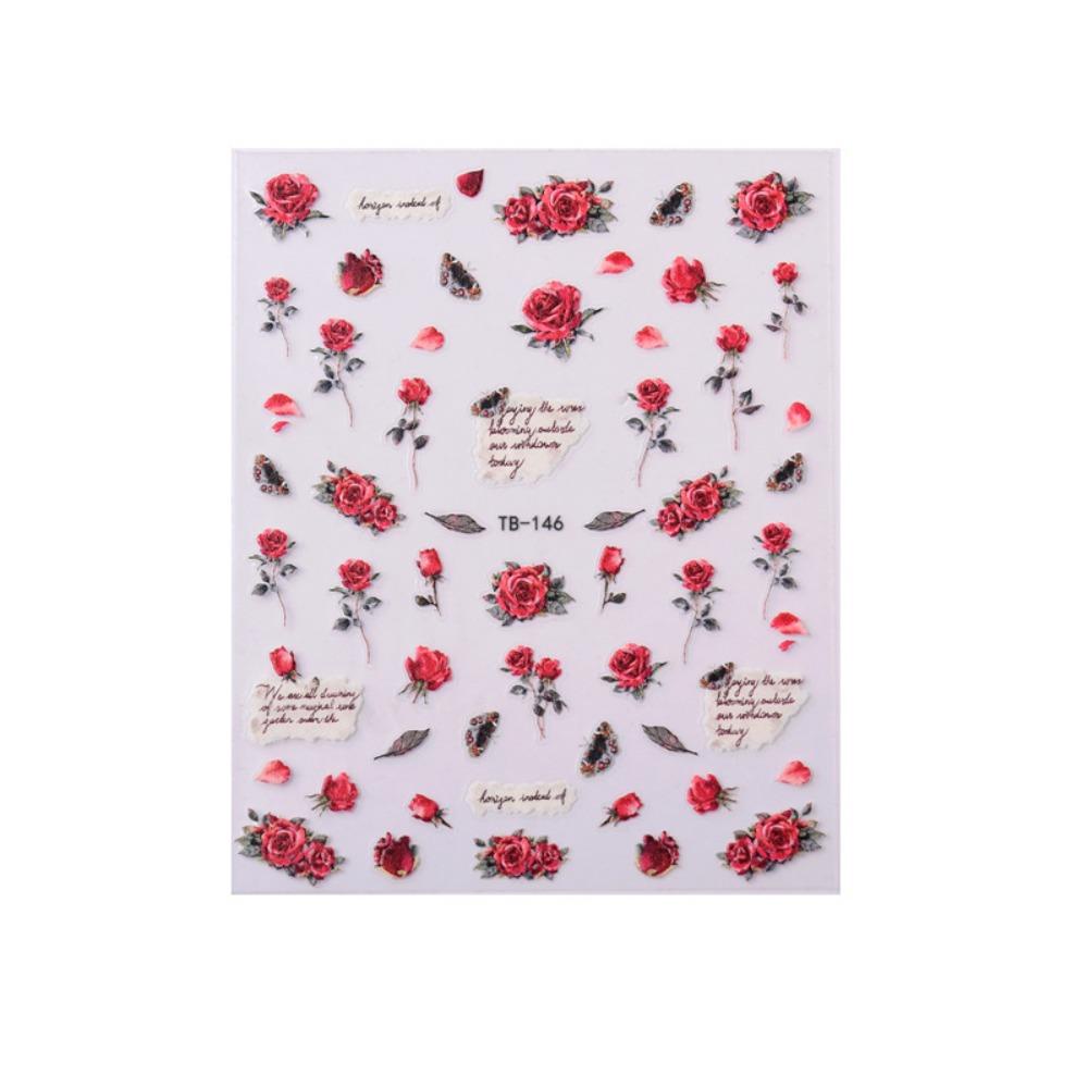 MXBEAUTY Flowers Nail Stickers Women Spring Japanese Style Tulip Bowknot Self Adhesive Nail Decorations