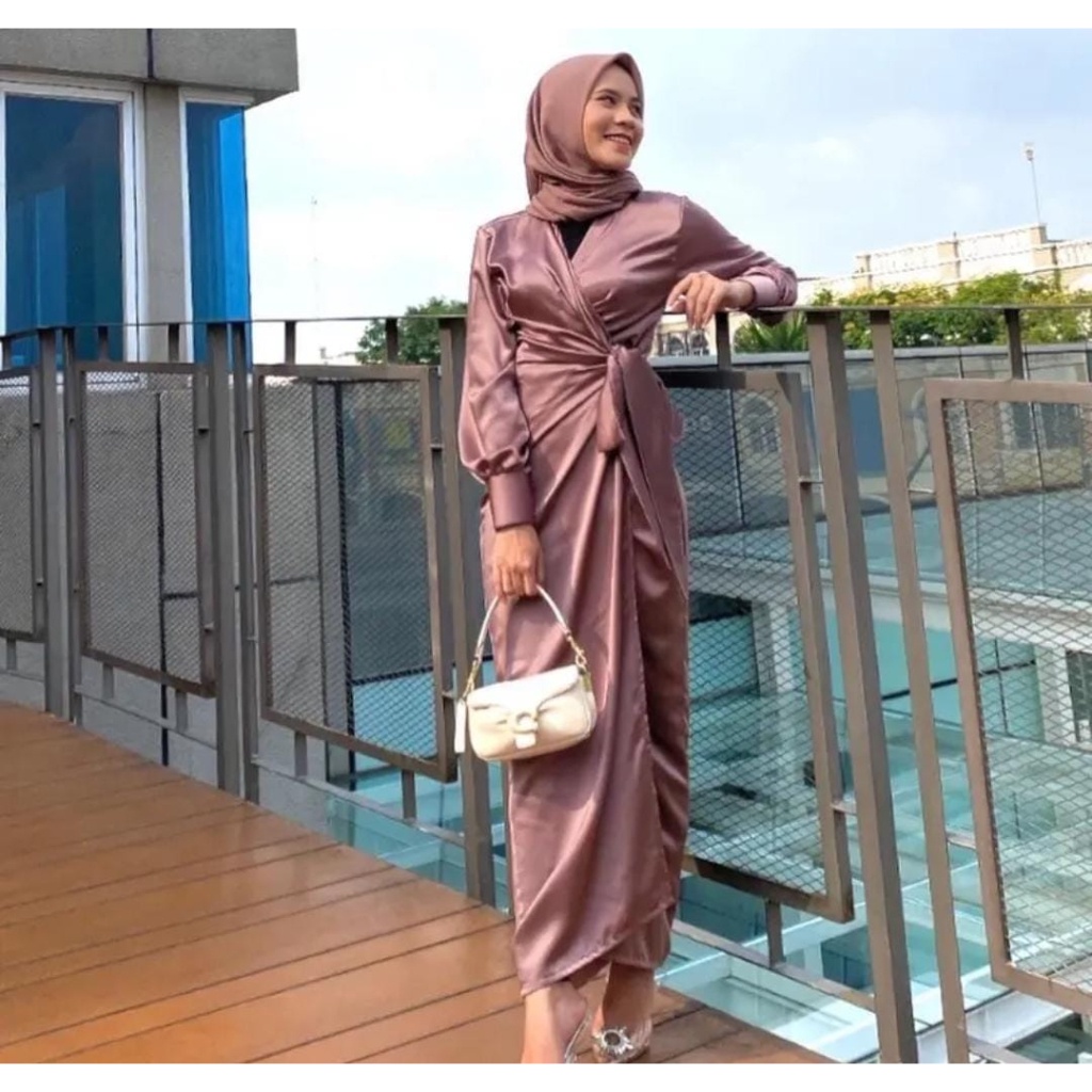 Nayla Gamis Terbaru 2023 Lebaran Wanita Remaja Korean Style Polos Baju Kondangan Pesta Mewah Bahan S