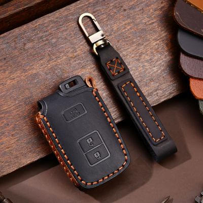 3button 4button Kulit Asli Key Fob Shell Cover Case Untuk Mobil Toyota Camry Corolla Avalon RAV4 land Cruiser chr auris