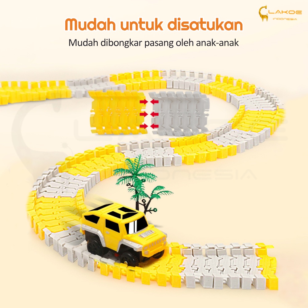 Lakoe Mobilan DIY Perakitan Mainan Truk/Kereta Api Edukatif Anak/Mainan Anak Engineering Mobil Track Listrik