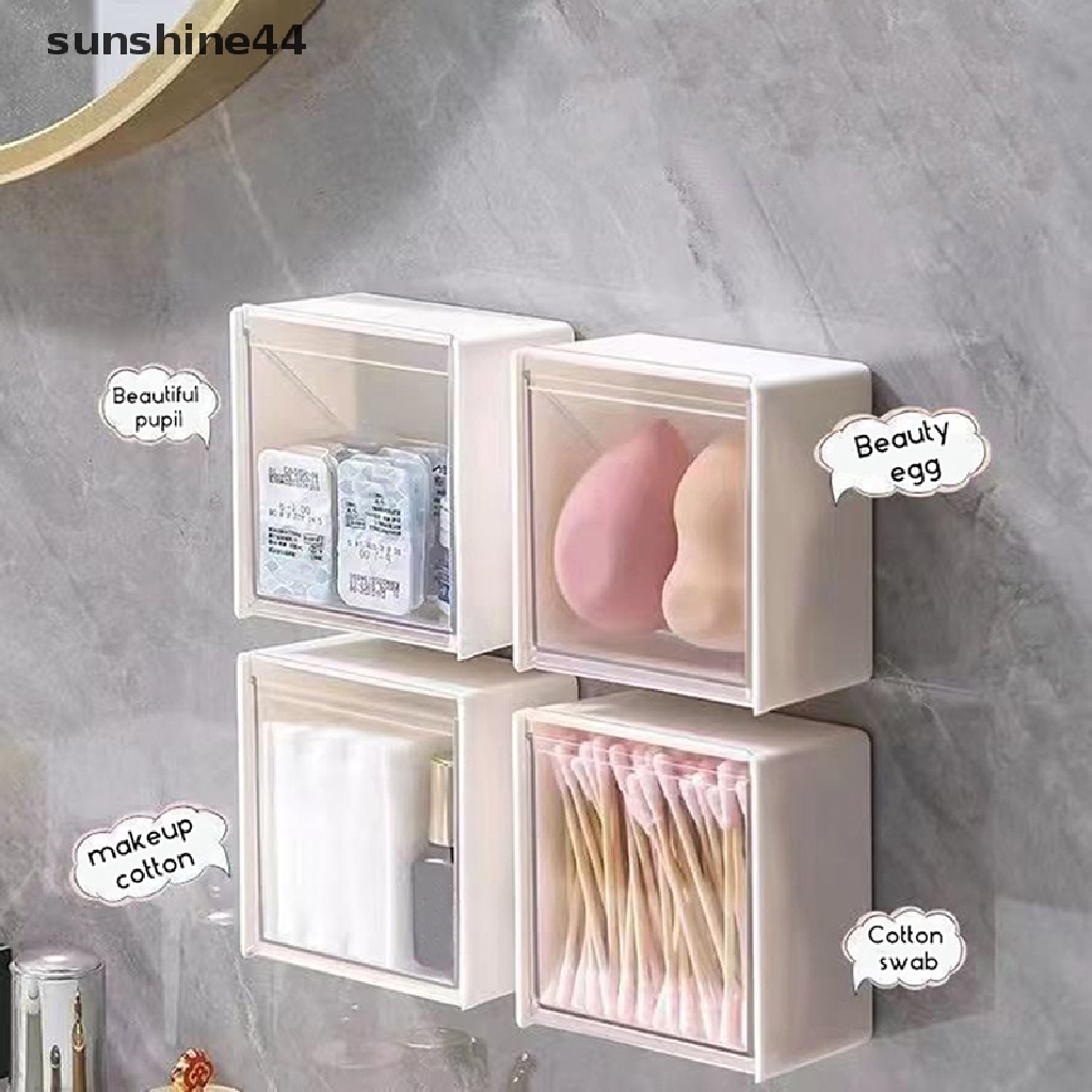 Sunshine Kotak Penyimpanan Tempel Dinding Desain Kerang Tempat Penyimpanan Cotton Swab Plastik ID