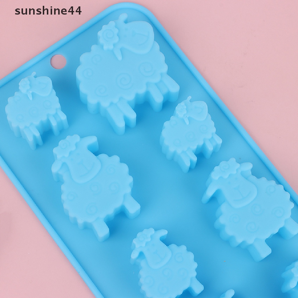 Sunshine 1Pc 8lubang EID Mubarak Ramadhan Hewan Domba Cetakan Silikon DIY Alat Baking ID