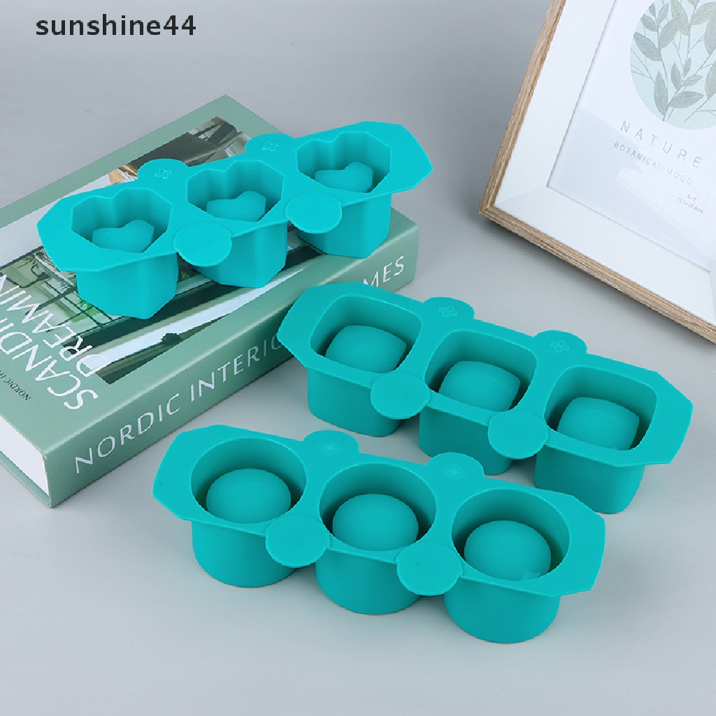 Sunshine 1Pc Cetakan Silikon Toples 3lubang DIY Pot Bunga Bulat Gypsum Resin Mold ID