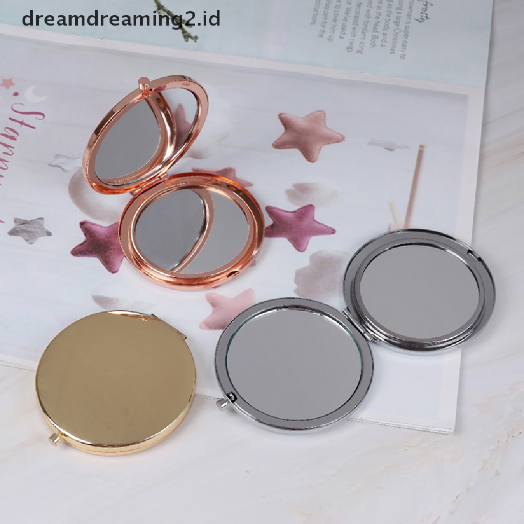 (hot) Vintage alloy compact pocket mirror Cermin Kosmetik Rias Lipat Pembesar//