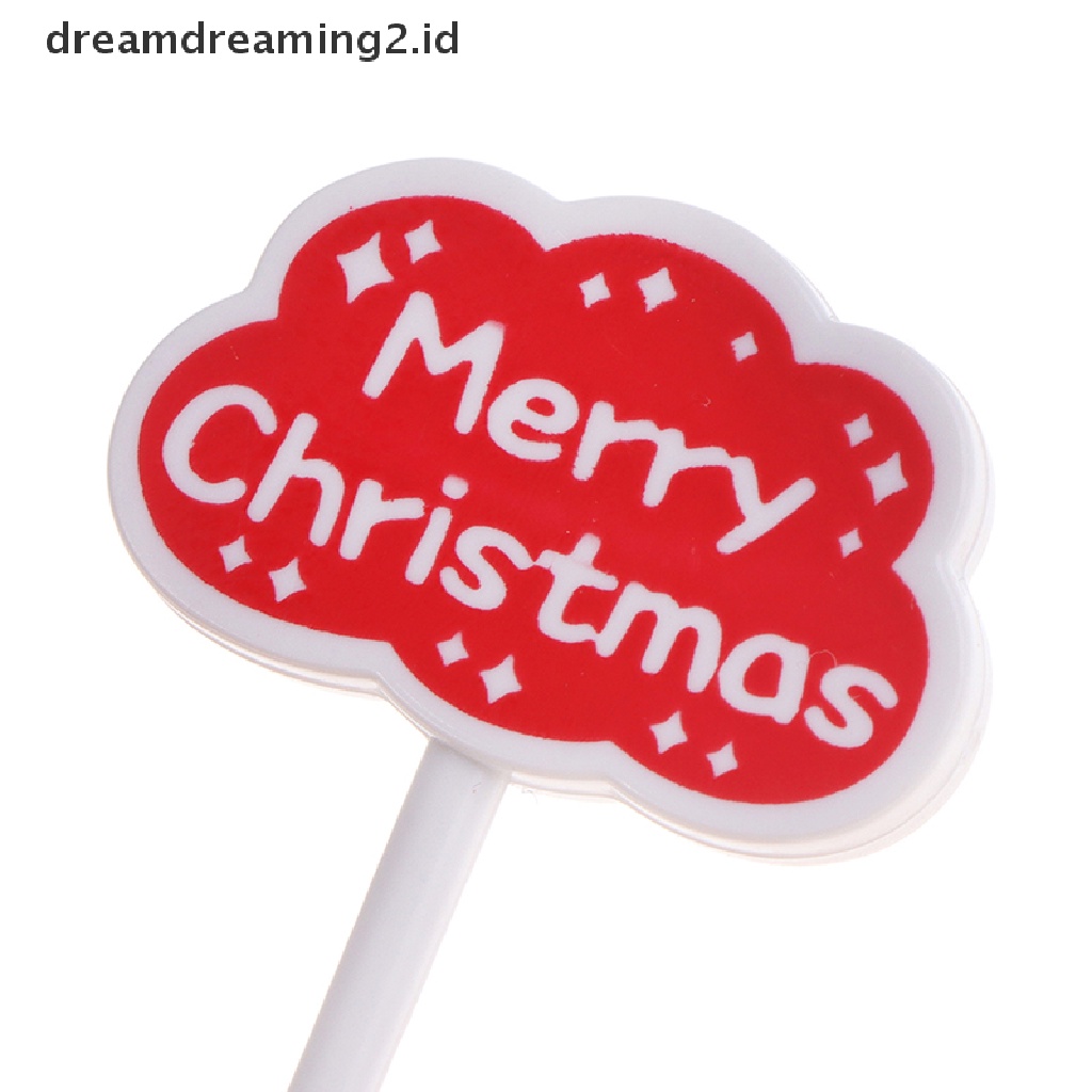 (hot) Merry Christmas Fruit Fork Kid Kue Buah Tusuk Gigi Bento Lunch Bento Pesta//