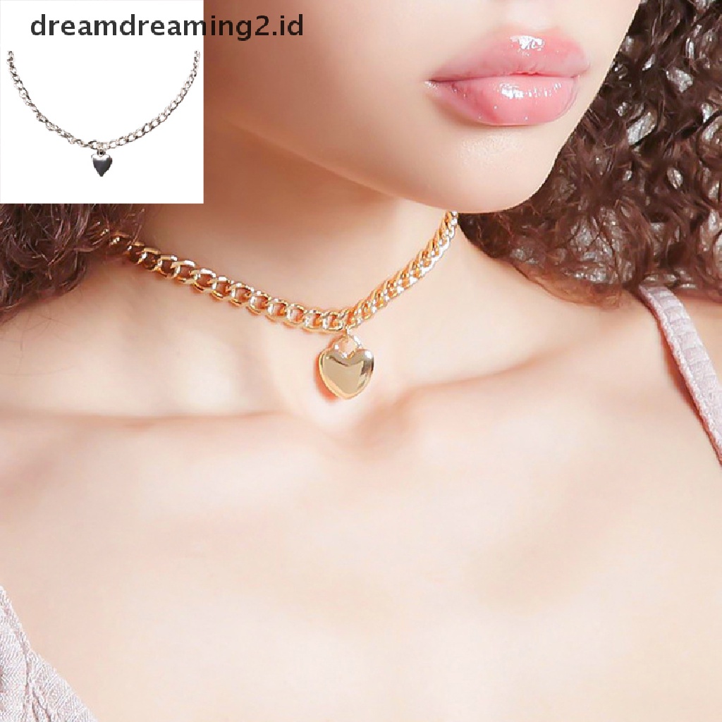 (hot) Trendi Wanita Punk Choker Lucu Hati Lock Liontin Rantai Kalung Perhiasan Hadiah//