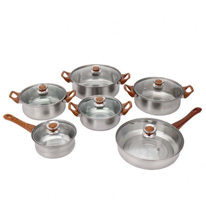 Panci Wajan Teko Stainless Set Peralatan Masak Cookware BOBOKO 6 Set