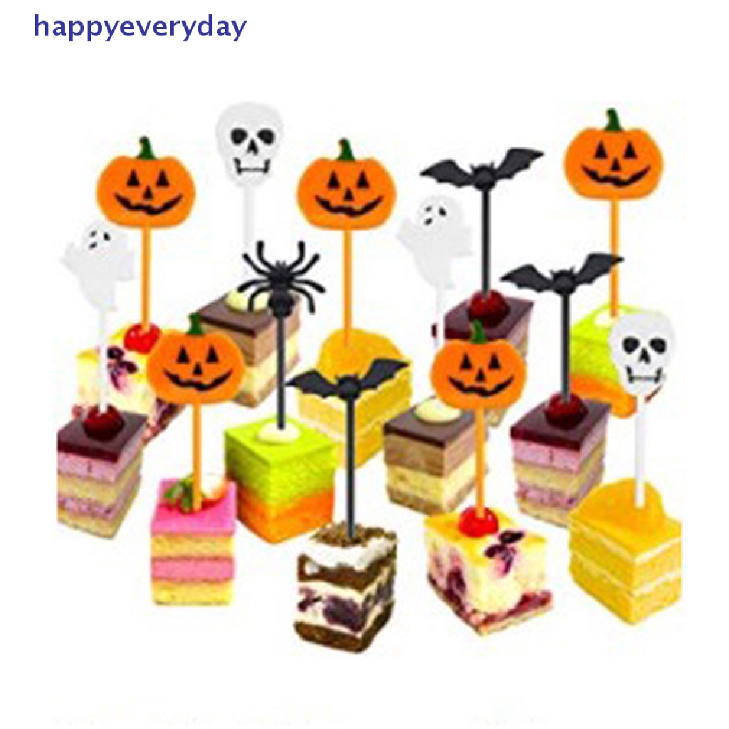 [happy] 10pcs/set Lunch Pick Halloween Buah Garpucartoon Anak Kue Dessert Pick [ID]