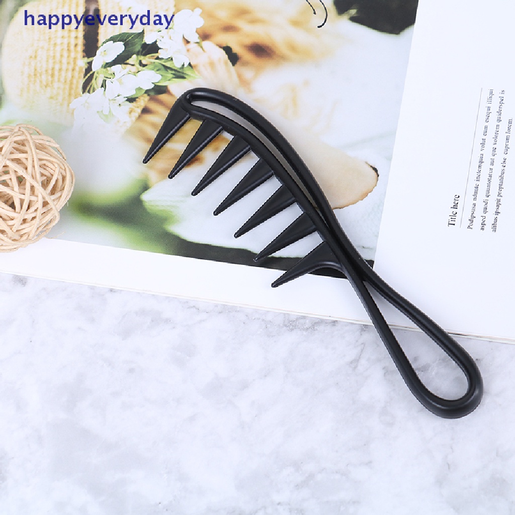 [happy] Hiu Jumbo Gigi Lebar Hitam Handle Grip Sisir Rambut Pria Hairdressing Teeth Comb [ID]