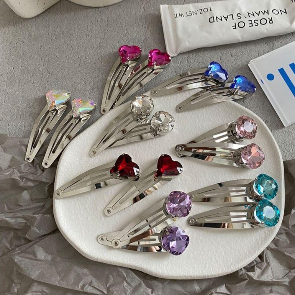 Needway Korea Shiny Hair Clip Hadiah Harajuku Candy Color Keren Manis Alloy Kristal Square Hair Clip