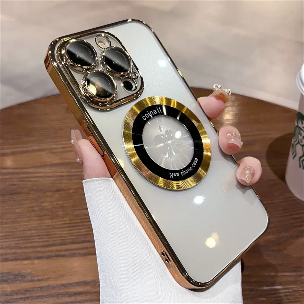 Cincin Magnetik Logam Mewah Untuk case iPhone 11 Pro Max case iPhone 14 12 13 Pro Max case 14 Promax Dengan Perlindungan Kamera Penutup Lensa Bening shockproof hard case