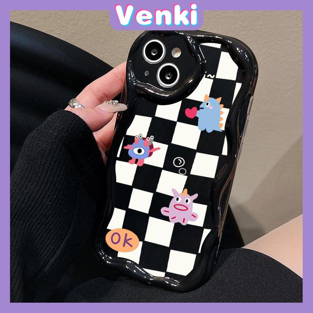 Case for iPhone 11 Pro Max TPU Soft Glossy Curved Wave Case Classic Checkerboard Camera Protection Shockproof For iPhone 14 13 12 11 Plus Pro Max 7 Plus X XR