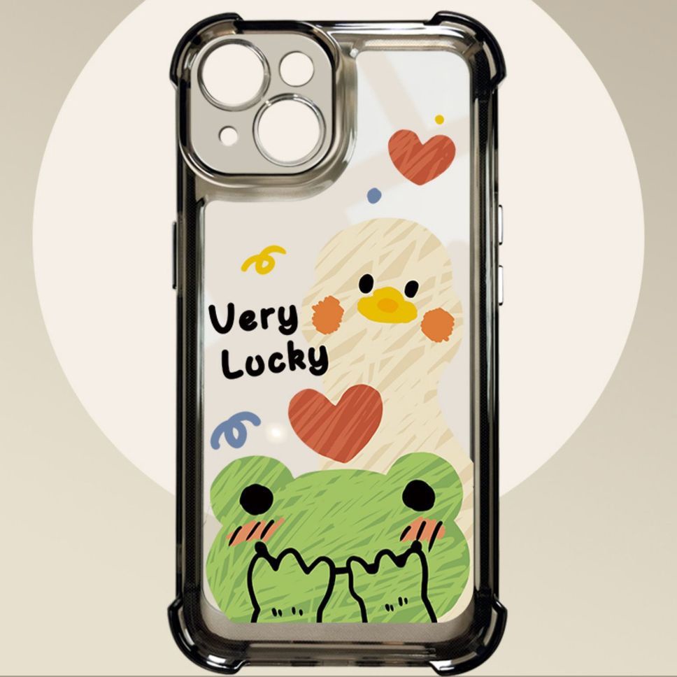 IPHONE Soft Shockproof Case Kompatibel Untuk Iphone11 14 13 12 Pro XS Max X Xr7 +8 6 6S Plus Casing Lucu Transparan TPU Unik Tombol Cover Pelindung Kamera
