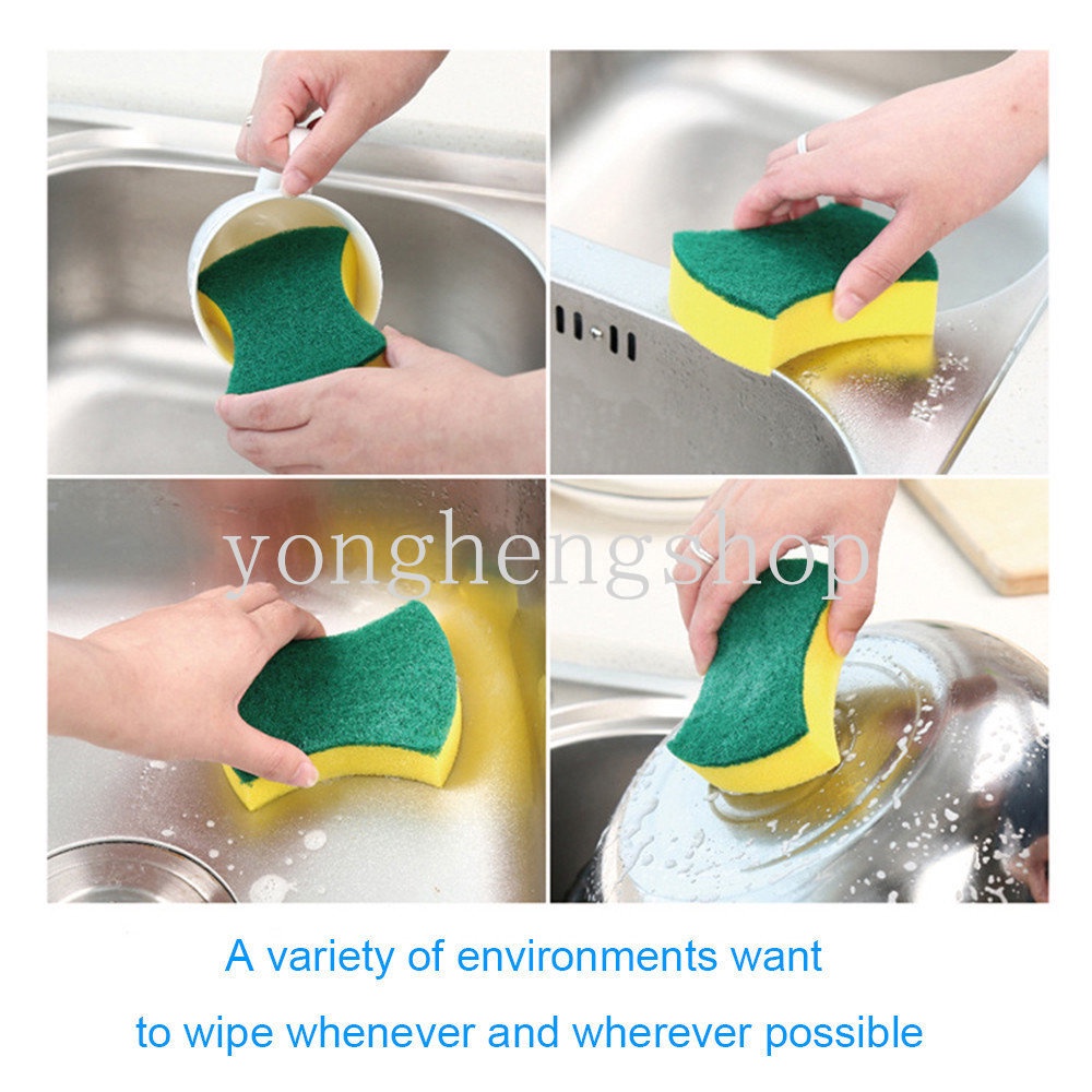 1/5pcs Spons Pembersih Dua Sisi Spons Cuci Piring Lap Panci Wajan Sikat Cuci Piring Pembersih Mangkok Scouring Pads Kitchen Cleaning Cloth Scrub Brushes