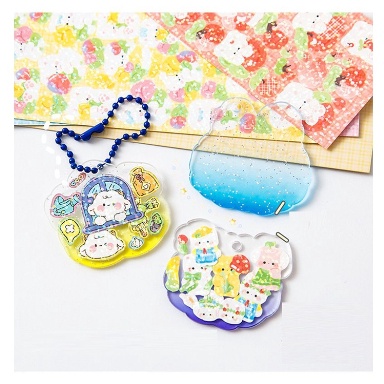 BAJ Gantungan Kunci Akrilik PREMIUM Keychain Transparan Sticker Lucu Gemas Kawaii Korea Mini Size SS232