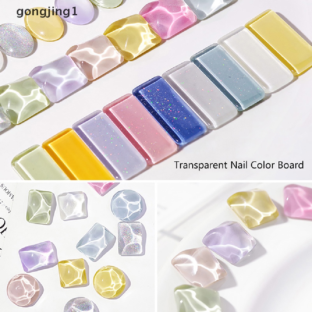 Ggg 40Pcs Kaca Transparan Nail Art Display Goyang Poles Papan Warna Tips Tools ID