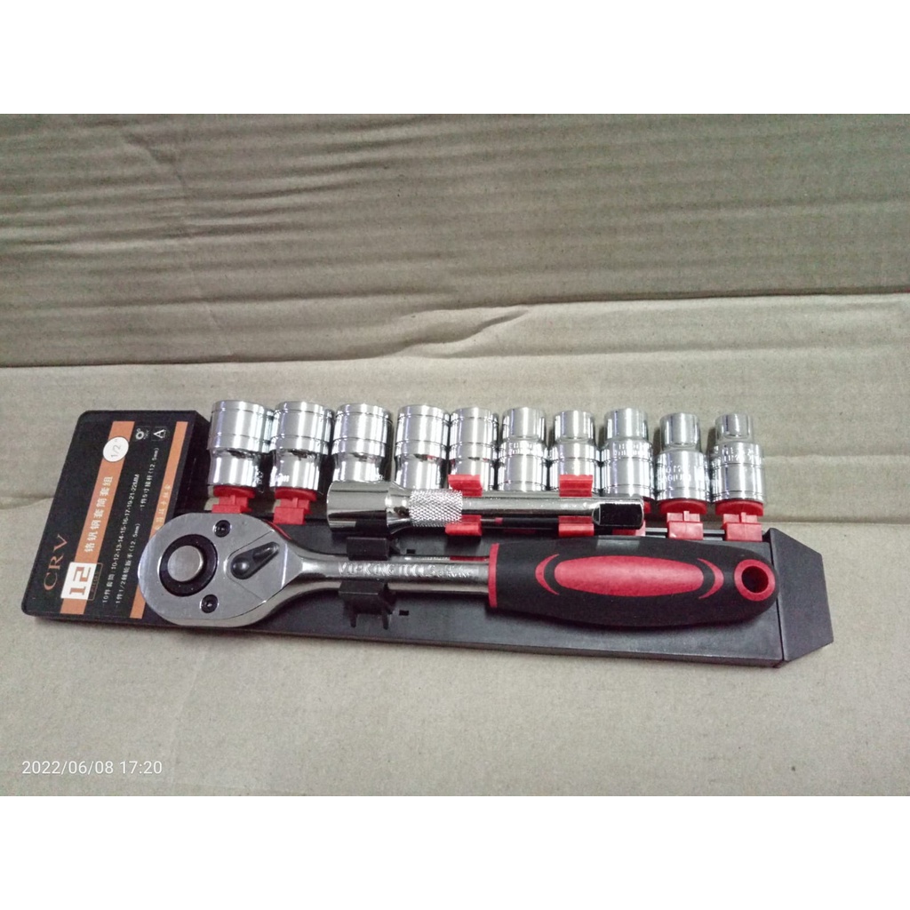 PROMO KUNCI SOK SET 1/2&quot; 12PCS, Kunci Pas CR-V Drive Socket Wrench Set 3/8&quot; 1/4&quot;Handle 12 PCS, Kunci shock, kunci sok, kunci shok, kunci set lengkap, kunci pas ring set, kunci pass full set, kunci shok set, kunci pas 12pcs