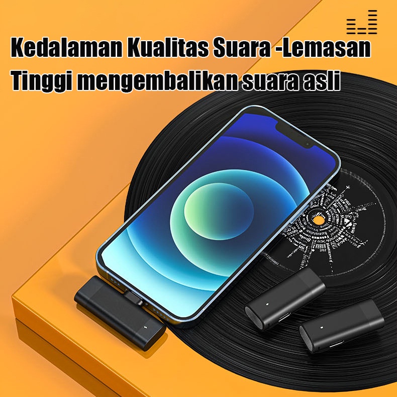 Topspot Nirkabel Dual Mikrofon Pengurangan Kebisingan Digital Display Wireless 2 Microphone Youtuber Vlog with Charging Case Clip on Mic Hp Wireless Mic
