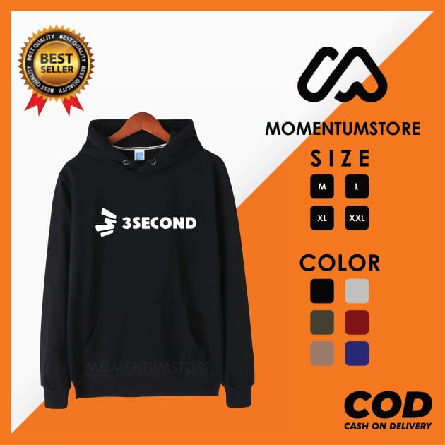 Hoodie Jumper 3Second / Sweater Hoodie Pria / Sweater 3Second / Hoodie - Hitam, M