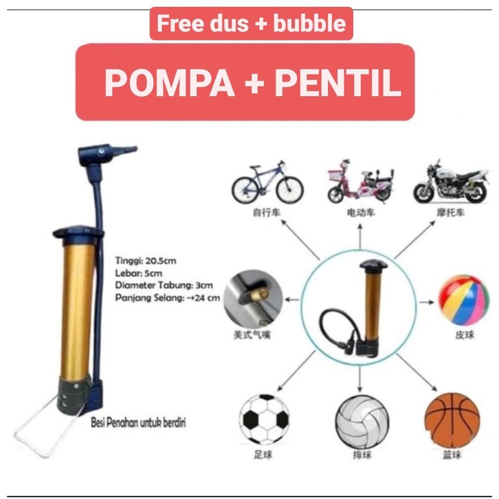 pompa angin mini portable pompa angin bola voli basket pompa tangan mini portable