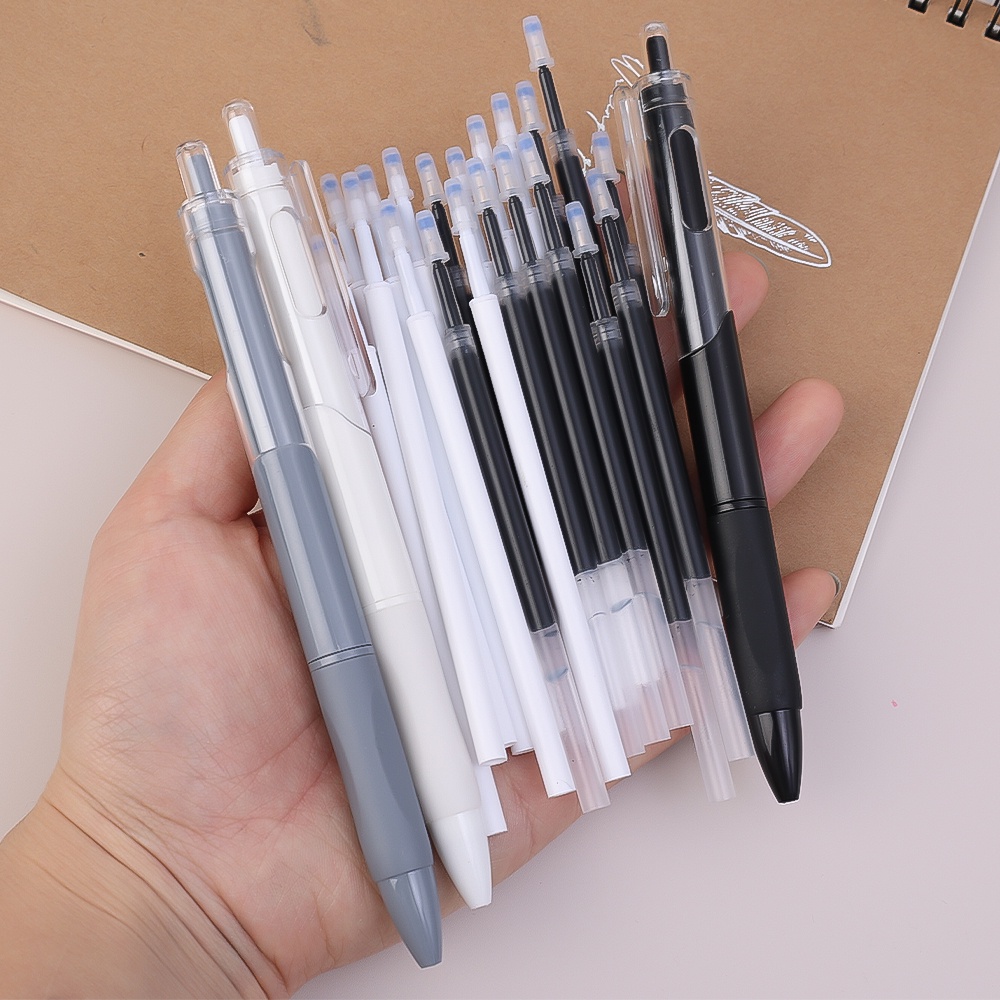 Morandi High Beauty ST Kepala Sikat Pen Tanya 0.5mm Hitam Refill Tergantikan Pena Netral Pena Tanda Tangan Kantor Bisnis Umum