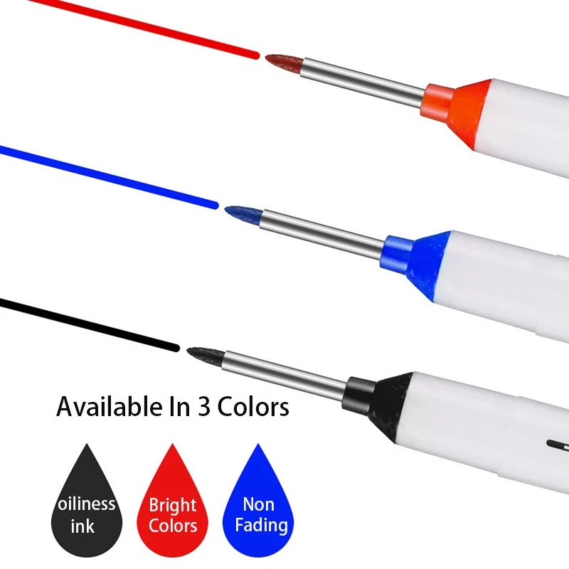 [Harga Grosir] 1PC Penanda Nib Panjang Serbaguna 20mm Kepala Penanda Ekstensi Lubang Dalam Tahan Air Mekanik Pertukangan Pen Konstruksi Marking Pen