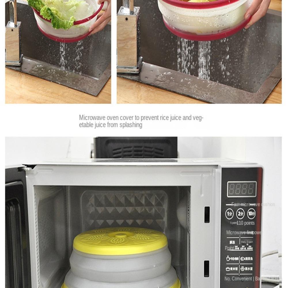 R-FLOWER Food Cover Foldable Round Dish Dessert Storage Tray Tempat Display Buah Kue Roti Piring Penutup Makanan Tahan Debu