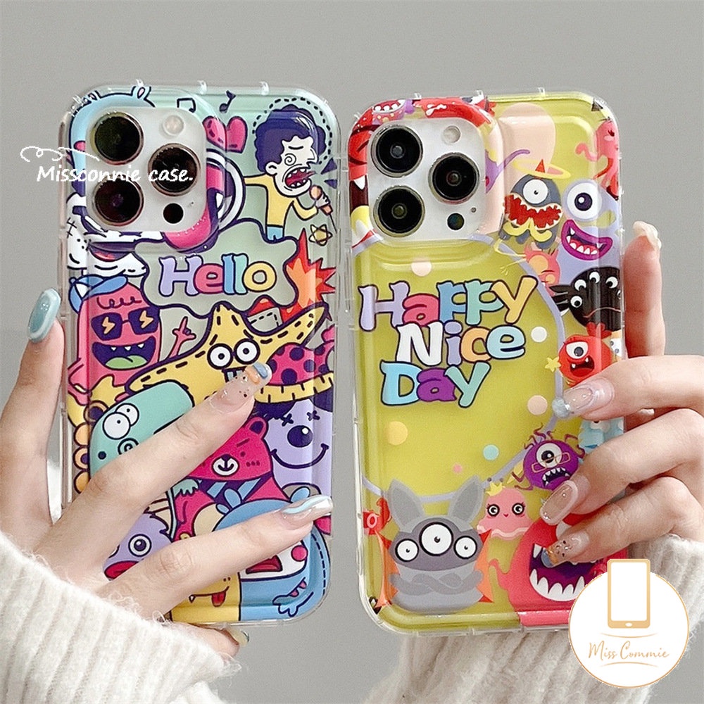 IPHONE Casing Ponsel Kartun Lovely Toy Story Kompatibel Untuk Iphone11Xr 7Plus 14 13 12 Pro MAX 6 6S Plus X XS MAX Monster Kecil Yang Lucu Shockproof Airbag Cases Soft Cover