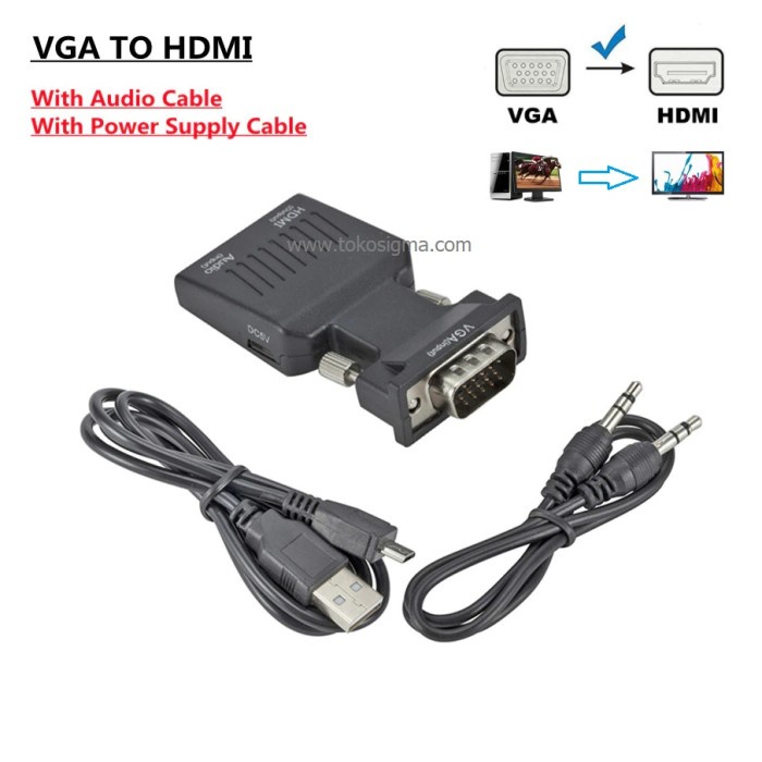 VGA TO HDMI CONVERTER AY 22 - VGA and AUDIO 3.5mm sound input to HDMI TV output
