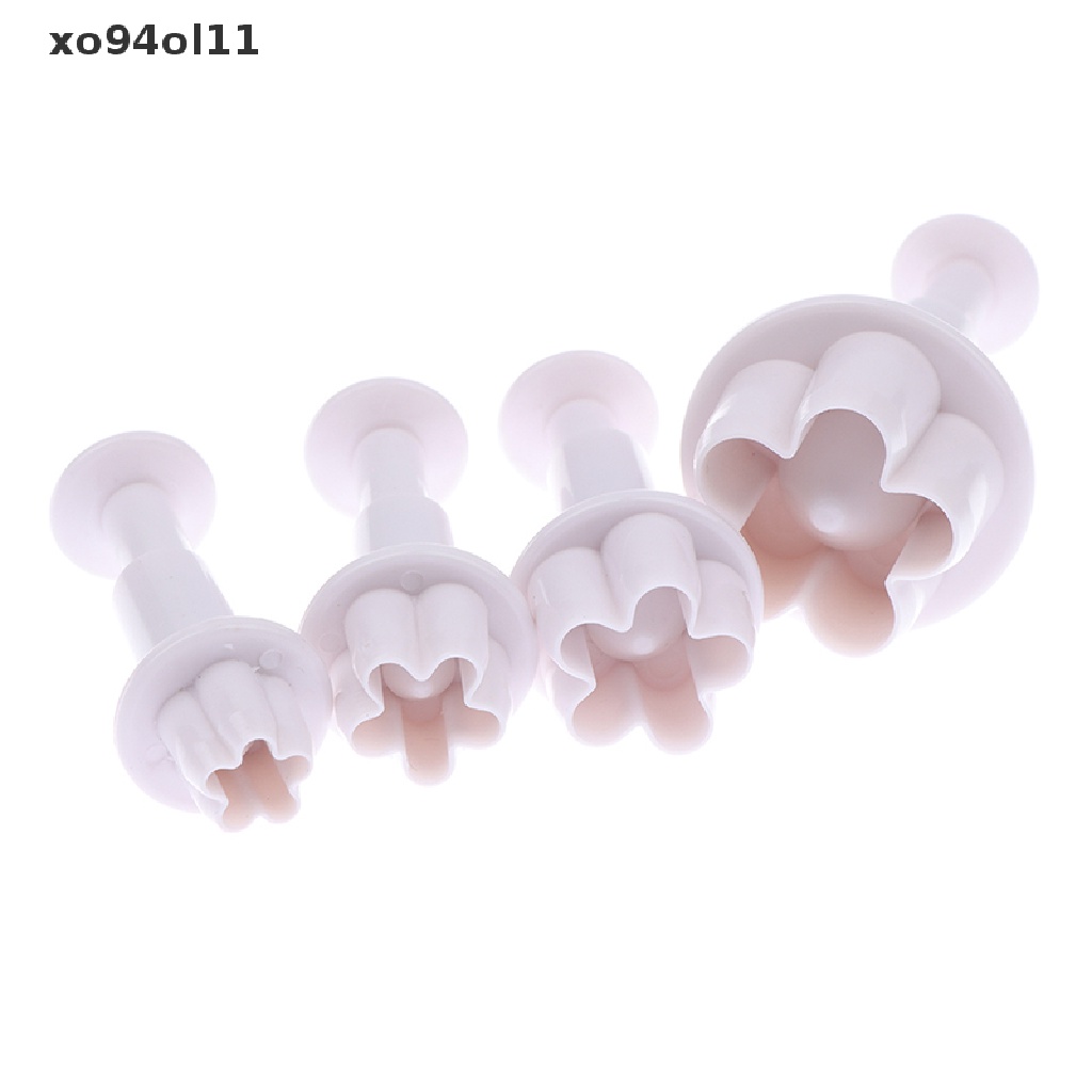 Xo 4Pcs Plum Flower Fondant Cake Cutter Plunger Cetakan Kue Kering Decorag Candy Mould OL