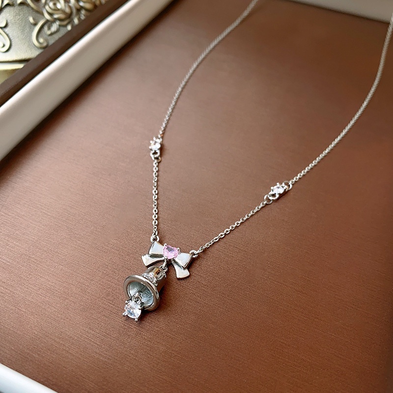 Kalung Lonceng Ikatan Simpul Fashion Zircon Alloy Untuk Wanita