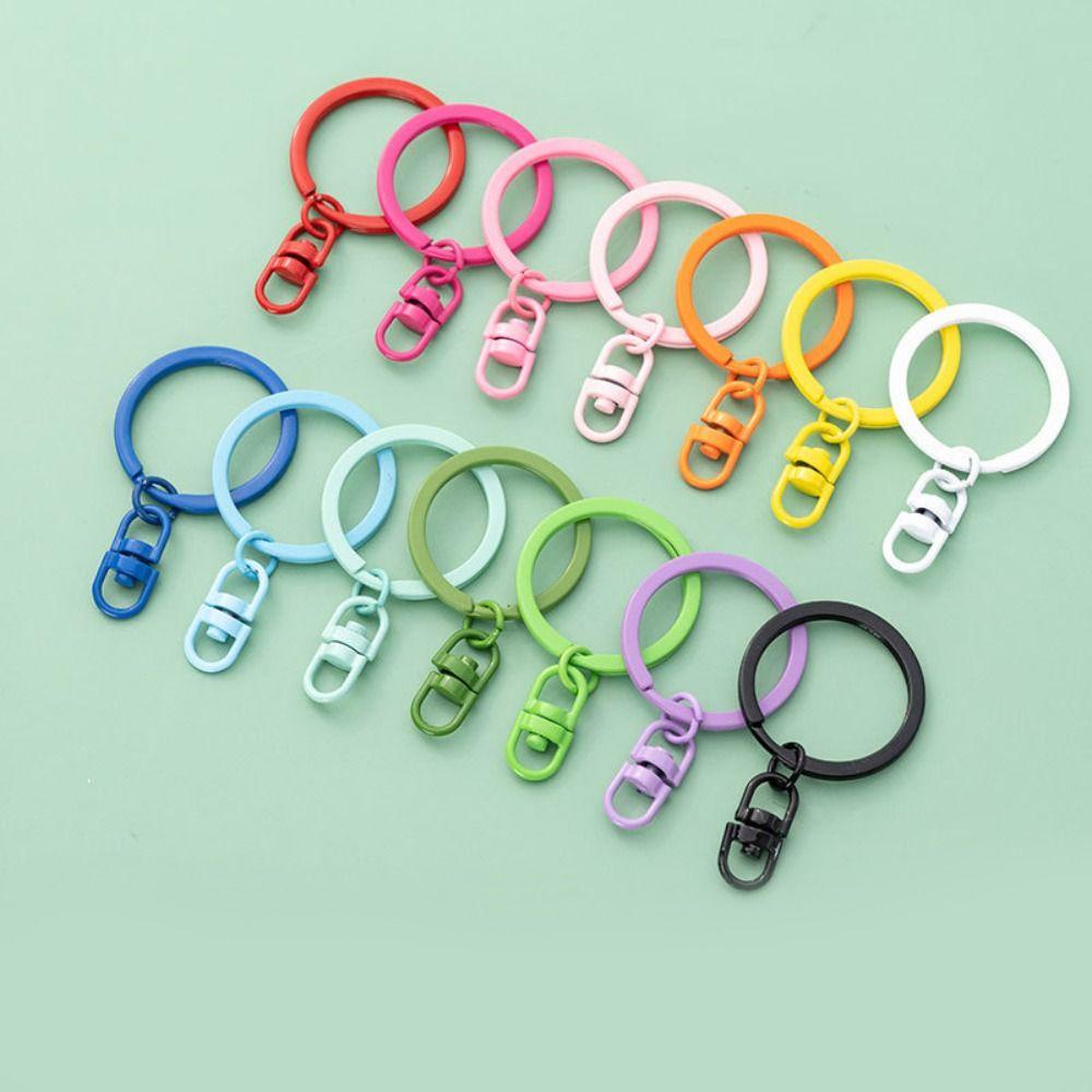 Mxbeauty Rotating Key Buckle Diy Pendant 10pcs Candy Color Perhiasan Diy Warna Murni Sederhana Keyring Aksesori