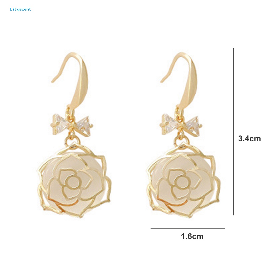 Lilyscent 1pasang Hypoallergenic Wanita Anting Perhiasan Aksesoris Berlian Imitasi Hias Ikatan Simpul Menjuntai Earrings Elegan