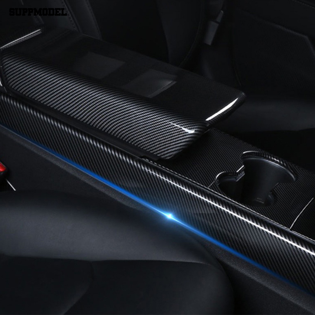 Suppmodel 2Pcs Carbon Fiber Grain Center Console Cover Car Center Console Side Cover Pelindung Untuk Tesla Model3 2019-2021