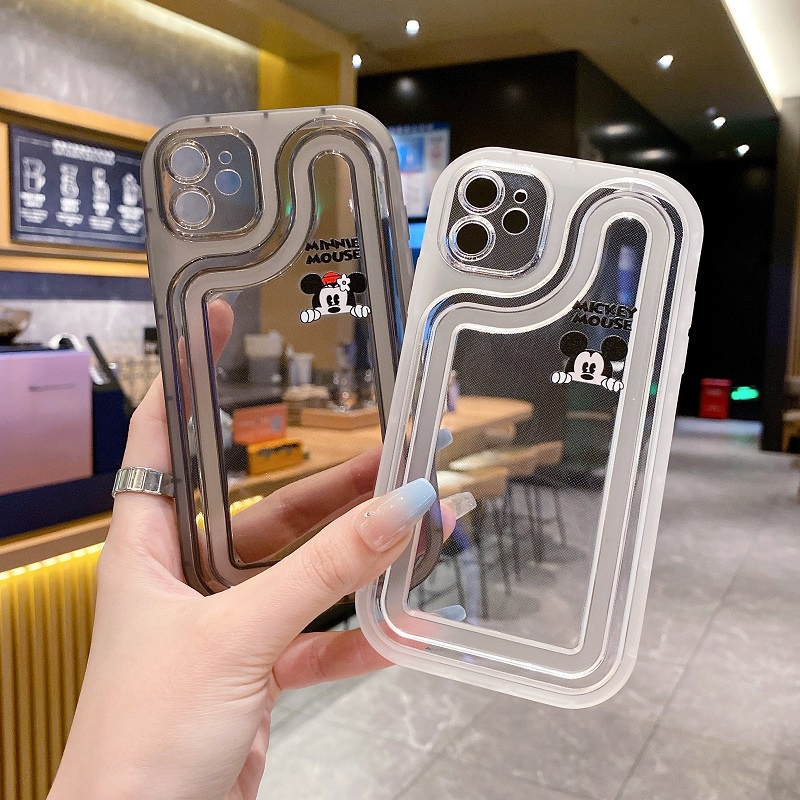 IPHONE Air sac Penebalan Pelindung case Untuk Iphone14 13 12 11 Pro MAX X XR XS Max7 8 Plus Kartun Mickey Minnie Transparan Anti-drop